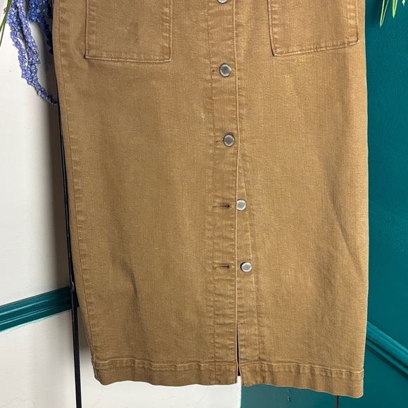 Banana republic 4 Tan Button-Front Denim Skirt - Picture 3 of 7